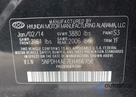 2014 Hyundai Elantra Se from USA, damaged, VIN 5NPDH4AE7EH466756